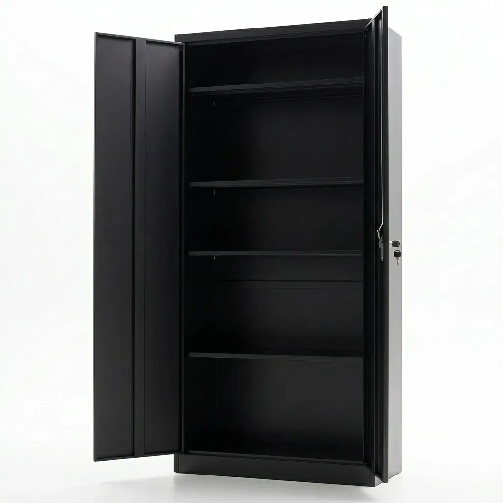 SolidSteel model hoog deuren open schuin zwart.webp