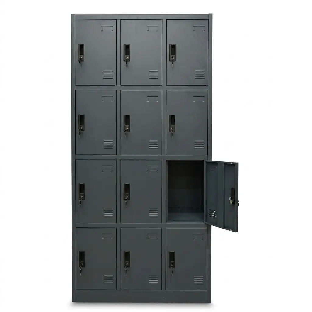 Locker 12 deurs voorzijde open deurtje.webp