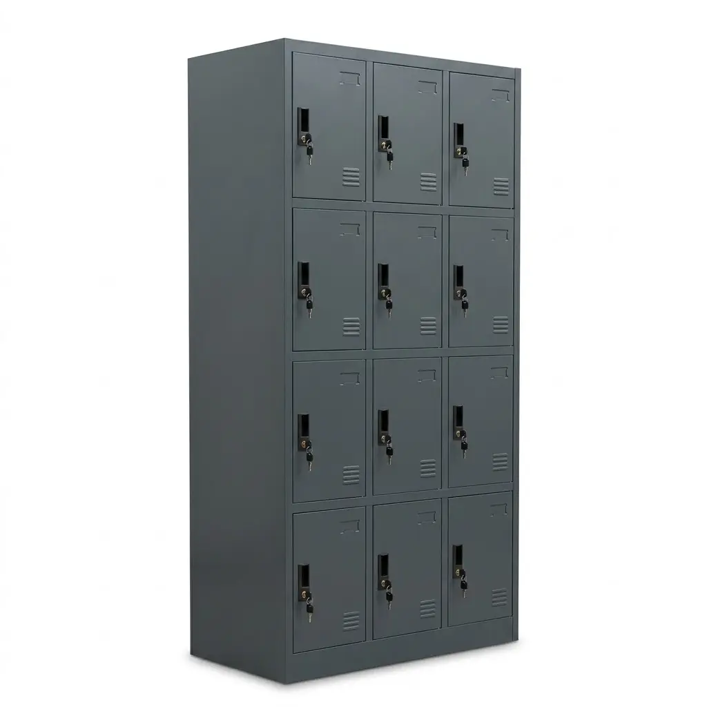 Locker 12 deurs flatpack schuin dichte deurtjes.webp