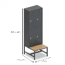 Locmet locker 4 deurs met bankje zijkant met afmetingen.webp