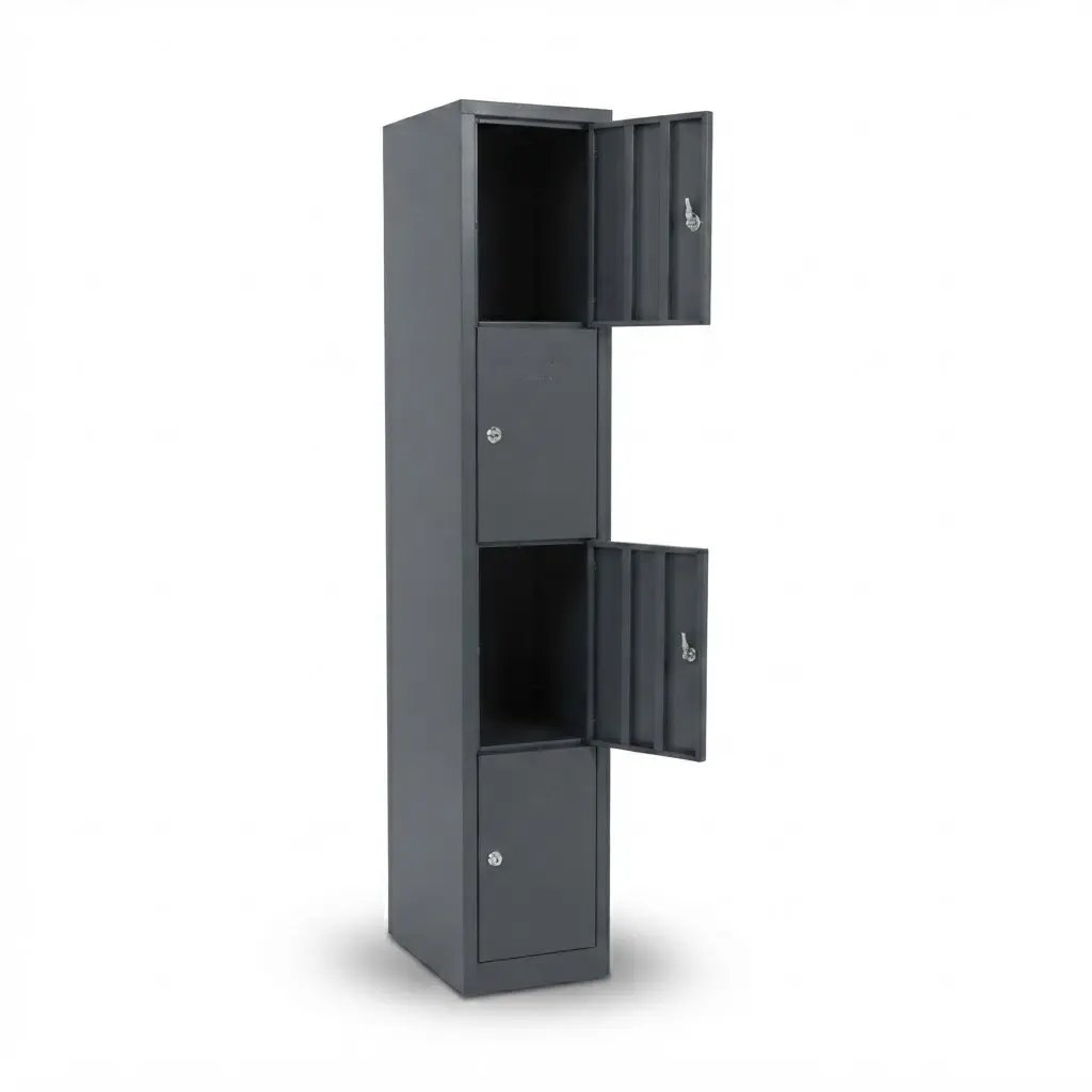 Loxmet Locker 4 deurs voorzijde open schuin.webp