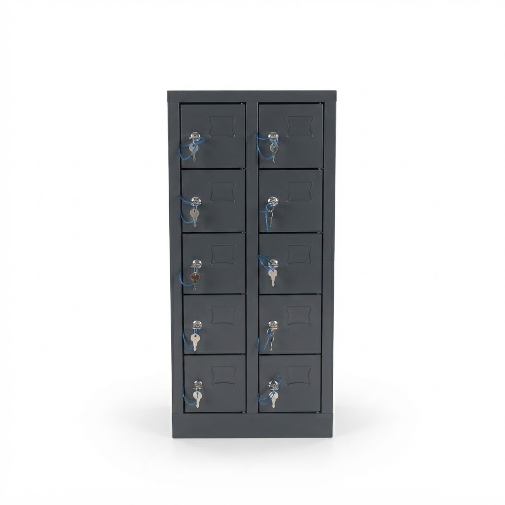[107522] Telefoon opbergkast 5-laags 10 deuren 42x20x92cm Antracietgrijs