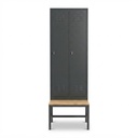 Locker tweedeurs met zitbank 61x40+40x160+40cm Antracietgrijs