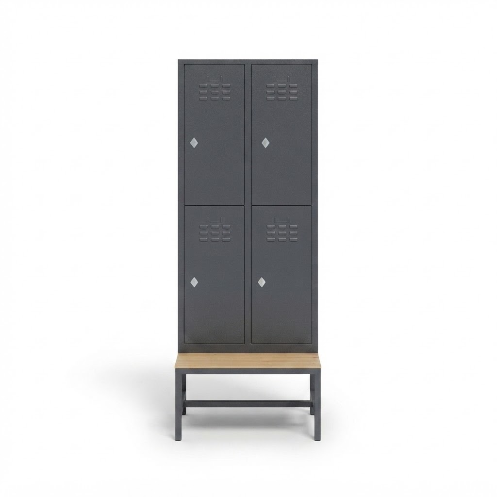 [111241] Locker vierdeurs met zitbank 66x37+37x160+40cm